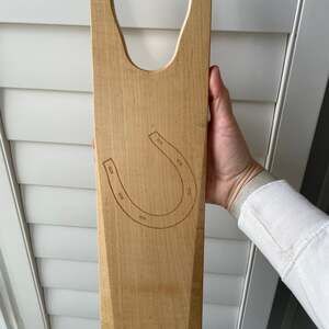 Wooden Boot Jack with Horseshoe Design